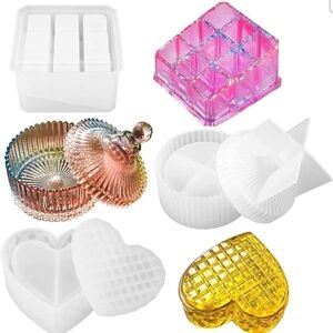 Box Resin Molds Silicone Jewelry Box Molds with 9-Slot Heart Shape Epoxy Resin M